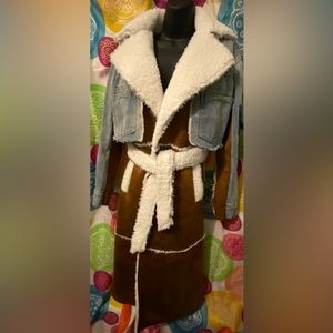 ❌SOLD❌ Faux Suede Shearling Trench with Cropped Denim